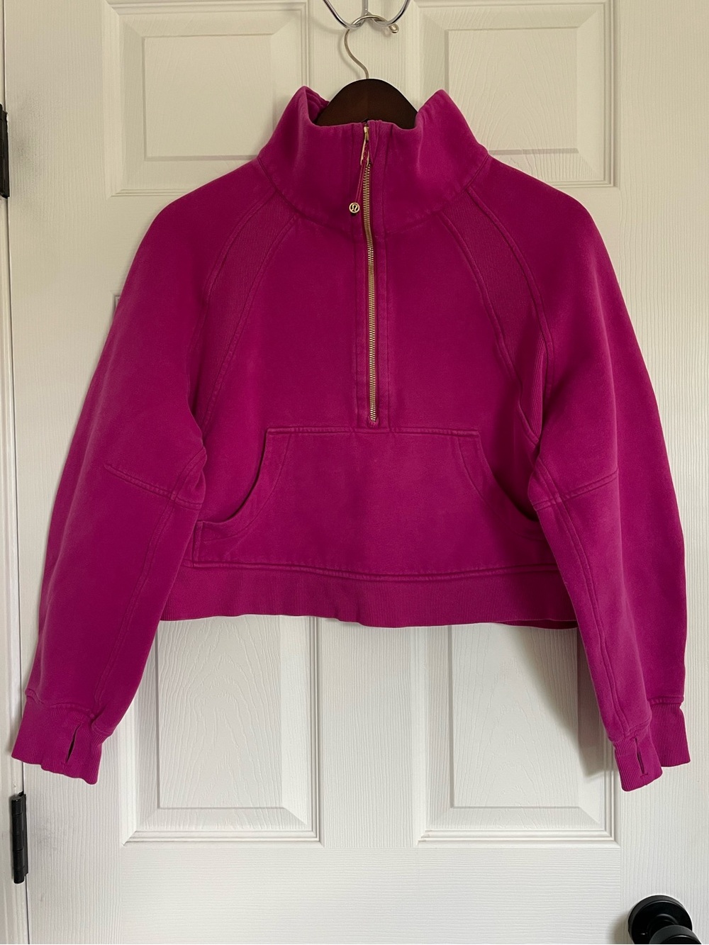 Lululemon Scuba Oversized Half Zip Hoodie Rose Pink Gold Zip M/L